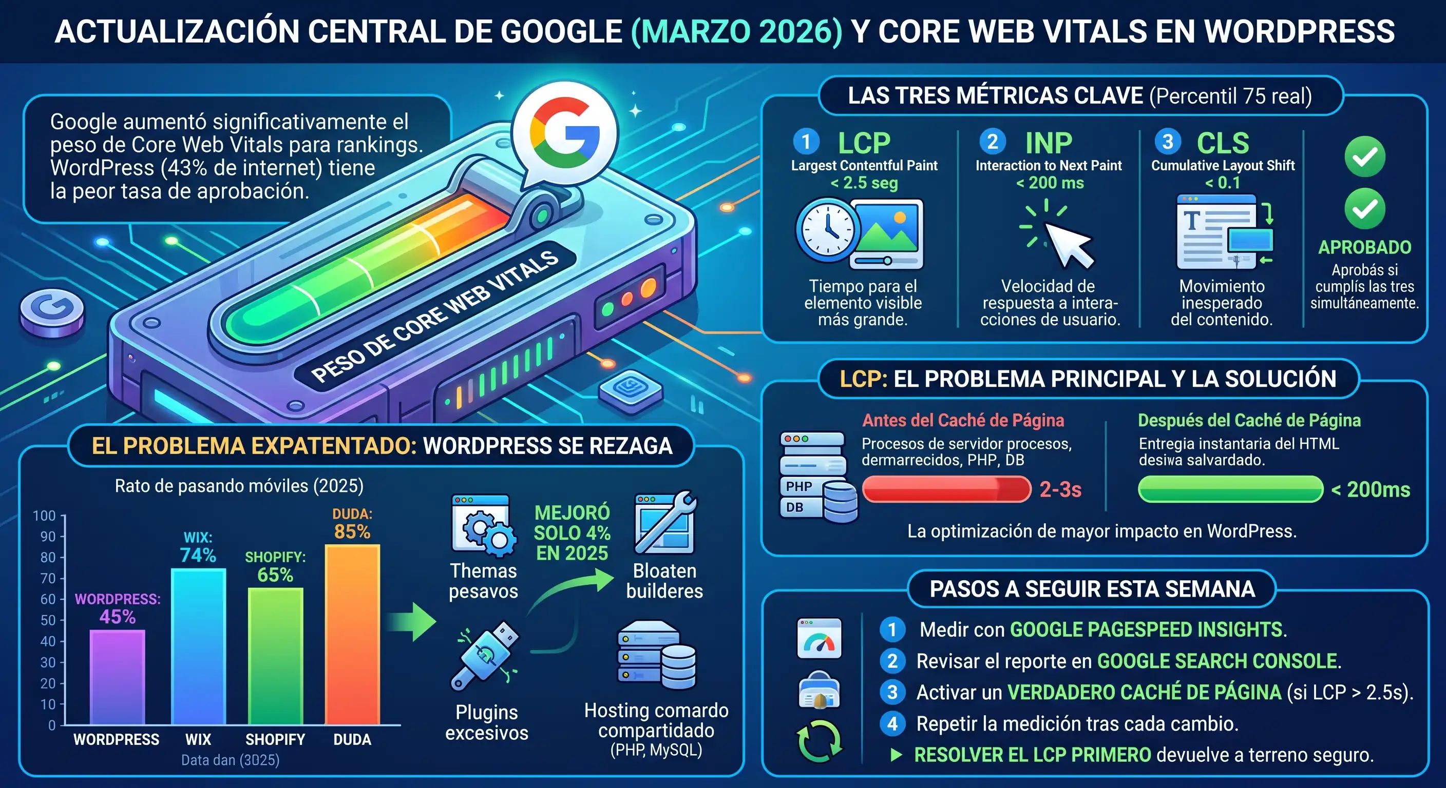 Core Web Vitals en WordPress: cómo aprobar en 2026